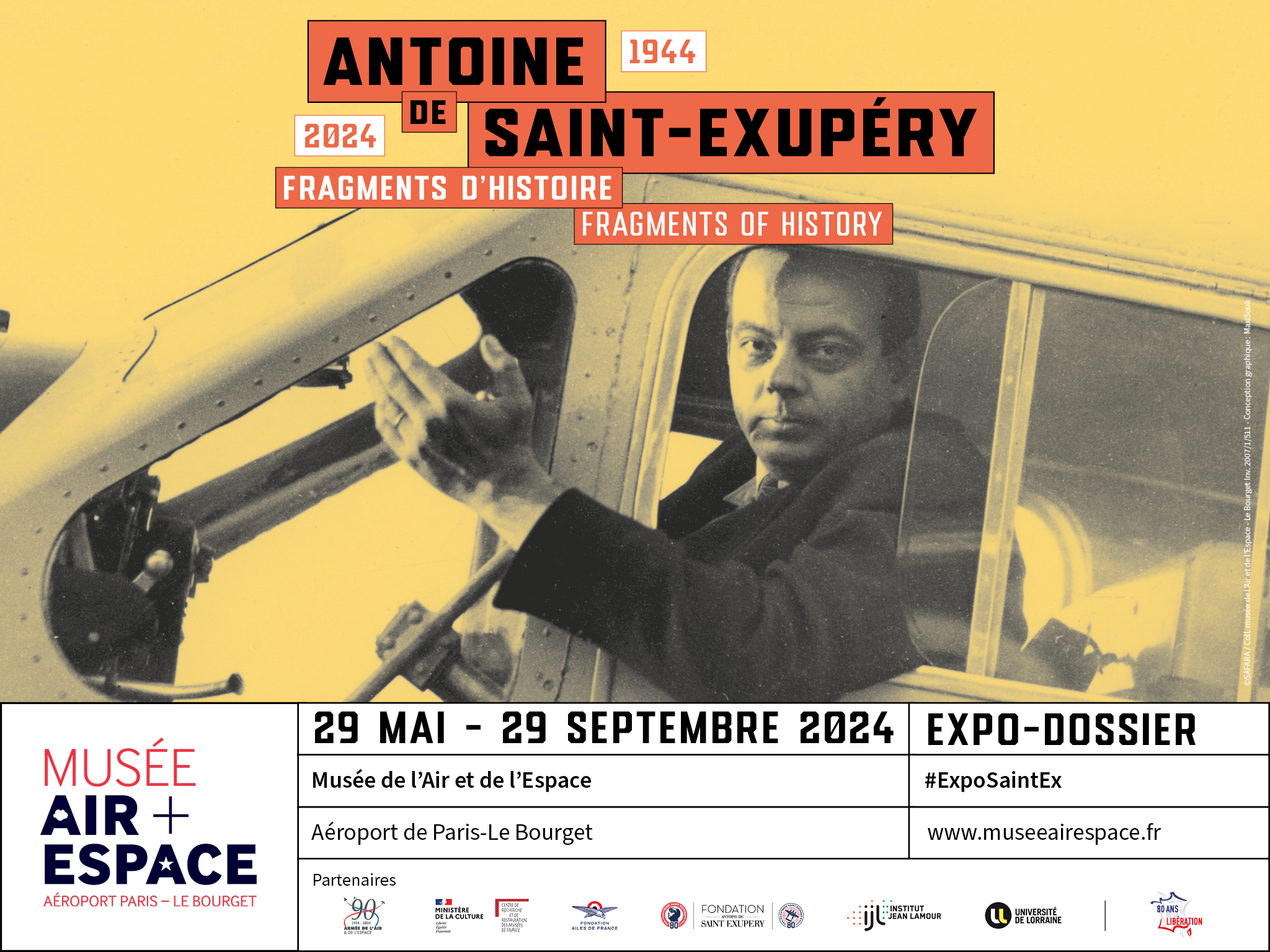 Exposition « Antoine de Saint Exupéry 1944 -2024 – Fragments d’Histoire » au Musée de l’Air et de l’Espace du Bourget